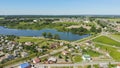 Aerial view Russian small town. Belarus. Voronovo. Royalty Free Stock Photo