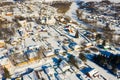 Aerial view of Venyov townscape with temple complex of former Epiphany monastery