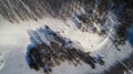 Aerial view of russian winter landscape with long shadows Top view Royalty Free Stock Photo