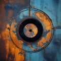 Aerial View Of Rusted Metal Pipe: Industrial Decay And Ominous Atmosphere