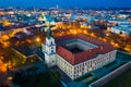 Aerial view of Rzeszow castle at twilight, Poland