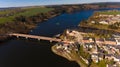 Aerial view saalburg thuringia germany saale river town