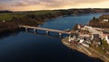 Aerial view saalburg thuringia germany saale river town