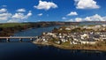 Aerial view saalburg thuringia germany saale river town