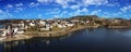 Aerial view saalburg thuringia germany saale river town