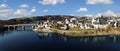 Aerial view saalburg thuringia germany saale river town