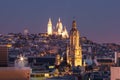 Sacre-Coeur Basilica at night in Paris, France Royalty Free Stock Photo