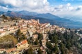 Aerial view of the Sacro Monte of Varese, is a sacred mount is a historic pilgrimage site and Unesco World Heritage, Italy Royalty Free Stock Photo