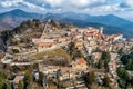 Aerial view of the Sacro Monte of Varese, is a sacred mount is a historic pilgrimage site and Unesco World Heritage, Italy Royalty Free Stock Photo