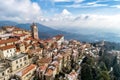 Aerial view of the Sacro Monte of Varese, is a sacred mount is a historic pilgrimage site and Unesco World Heritage, Italy Royalty Free Stock Photo