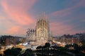 Aerial view of the Sagrada Familia, a large Roman Catholic church in Barcelona, Spain, designed by Catalan architect Antoni Gaudi Royalty Free Stock Photo