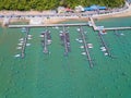 Aerial view of sail boats docked in port at Pattaya sea, beach. Chonburi, Thailand Royalty Free Stock Photo