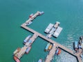 Aerial view of sail boats docked in port at Pattaya sea, beach. Chonburi, Thailand Royalty Free Stock Photo