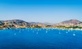 Aerial view of sailboats floating in the sea, Paros, Greece