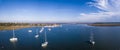 Aerial view of sailboats and harbor in South Carolina