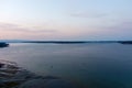 Aerial view of sailboats on the Puget Sound at sunset