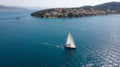 Aerial view of sailing boats in Croatia, the Mediterranean Sea.