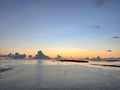 An aerial view sailing into Coco Cay Royal Caribbean`s private island in the Bahamas from a cruise ship