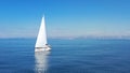 Aerial view of sailing luxury yacht at opened sea at sunny day in Croatia Royalty Free Stock Photo