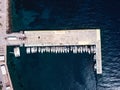 Aerial view of sailing yaht marina in Aegean sea, Greece. Nature. Royalty Free Stock Photo