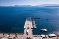 Aerial view of sailing yaht marina in Methana, Aegean sea Royalty Free Stock Photo
