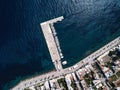 Aerial view of sailing yaht marina in Methana, Aegean sea, Greece. Nature. Royalty Free Stock Photo