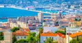 Aerial view of Saint Jean Castle and Cathedral de la Major and the old Vieux port in Marseille, France Royalty Free Stock Photo