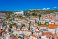 Aerial view of Saint John and Saint Michael fortresses in Sibenik, Croatia Royalty Free Stock Photo