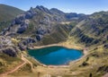 Aerial View of Saliencia Lake at Somiedo National Park Royalty Free Stock Photo