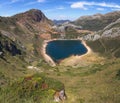 Aerial View of Saliencia Lake at Somiedo National Park, Asturias Royalty Free Stock Photo