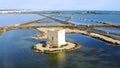 Aerial view of salt marshes Las Salinas de Santapola, Spain.