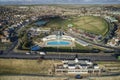 Aerial view of the Saltdean art deco Lido and the WhiteCliffs Saltdean Cafe