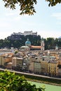 The aerial view of Salzburg City, Austria