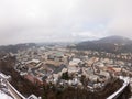 Aerial view of Salzburg old town and Hohensalzburg Fortress. View on City and river from above Royalty Free Stock Photo