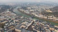 Aerial view of Salzburg old town and Hohensalzburg Fortress. View on City and river from above Royalty Free Stock Photo