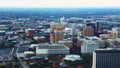 Aerial view of San Antonio city center at twiligh