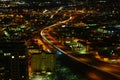 Aerial view of San Antonio expressways at night