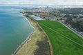 Aerial view of the San Francisco Bay area in California, United States of America, landscape from the side of Presidio