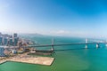 Aerial view of San Francisco Bay Bridge from helicopter Royalty Free Stock Photo