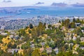 Aerial view of San Francisco Bay and downtown Oakland California Royalty Free Stock Photo