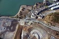 Aerial View of San Francisco Candlestick Park dirt hole and shoreline Royalty Free Stock Photo