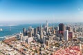 Aerial view of San Francisco skyline on a beautiful sunny summer