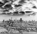 Aerial view of San Francisco skyline and Pier 39 on a beautiful Royalty Free Stock Photo