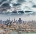 Aerial view of San Francisco skyline and Pier 39 on a beautiful Royalty Free Stock Photo