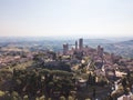 Aerial view of San Gimignano skyline, a medieval town with ancient towers in Tuscany, Italy Royalty Free Stock Photo