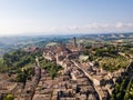 Aerial view of San Gimignano skyline, a medieval town with ancient towers in Tuscany, Italy Royalty Free Stock Photo