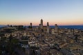 Aerial view of San Gimignano, a small old town with medieval tower at sunset, Siena, Tuscany, Italy Royalty Free Stock Photo