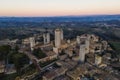 Aerial view of San Gimignano, a small old town with medieval tower at sunset, Siena, Tuscany, Italy Royalty Free Stock Photo