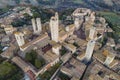 Aerial view of San Gimignano, a small old town with medieval tower at sunset, Siena, Tuscany, Italy Royalty Free Stock Photo