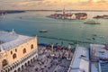 Aerial view of San Giorgio Maggiore Island and St. Mark\'s Square in Venice, Italy Royalty Free Stock Photo